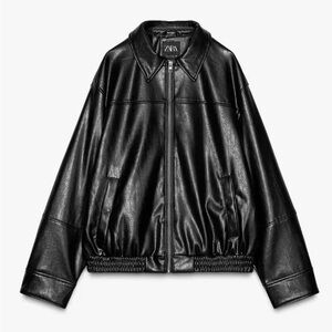 Zara Faux Leather Bomber Jacket